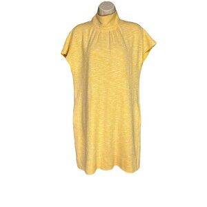 Ann Mashburn Size M Turtleneck Yellow Cotton Blend Mini Dress